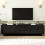 ZUN ON-TREND Cream Style TV Stand with Arched Doors & 2 Drawers for TVs up to 75", Minimalist Media N721P205779B