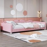 Twin size Upholstered Daybed, Sherpa Fabric Sofabed with Cloud-Shaped Backrest, No Box-spring N733P234602H