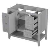 ZUN 36" Bathroom Vanity without Sink, Cabinet Base Only, One Cabinet and three Drawers, Grey WF306244AAE