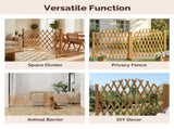 Set of 2 Retractable Arched Wooden Fences 205 x 33.5 x 80 cm Teak Finish Fir Wood 48778453