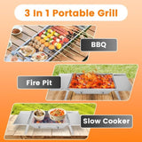 Foldable Charcoal BBQ Grill Stainless Steel Grill Net Easy Setup Portable Tabletop Barbecue Grill 27231662