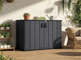 23.5 Cu.ft Outdoor Storage Shed with Lockable Door, PP HDPE Horizontal Garden Tool Cabinet - Black 55373418