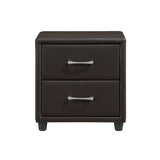 Contemporary Design 1pc Bedroom Furniture Two Drawers Nightstand Silver Tone Bar Pulls Faux Leather B011P183623