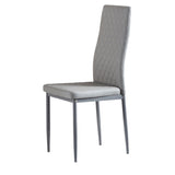 ZUN White modern minimalist dining chair fireproof leather sprayed metal pipe diamond grid pattern W2181P167969