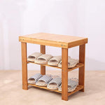 ZUN 2- Tier Bamboo Shoe Bench Rack Shoe Storage W2181P162551