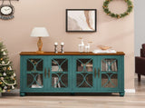 Elegant European Antique Style 4-Door Cabinet with Tempered Glass Doors,for Dining Room,Living W757P232700