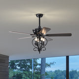 ZUN 52 inch 4 Lights Ceiling Fan with 5 Wood Blades, Two-color fan blade, AC Motor, Remote Control, W1592P162681