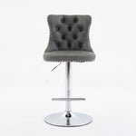 ZUN Swivel PU leather Barstools Adjusatble Seat Height from 25-33 Inch, Chrome base Bar Stools with W1143P204050