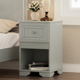 Elegant Design Nightstand with Drawer and Open Shelf for Bedroom, Retro Style Bedside Table with N733P199704E