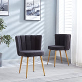 Modern GRAY dining chair with iron tube wood color legs, shorthair cushions and W23461122