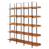 ZUN 5 Tier Bookcase Home Office Open Bookshelf, Vintage Industrial Style Shelf, MDF Board, Black Metal 95004951