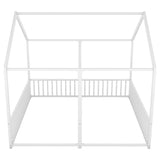 Metal Twin Size House Platform Beds, Two Shared Beds, White MF307505AAK
