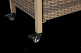 Outdoor Wicker Bar Cart, Patio Wine Serving Cart w/Wheels , Rolling Rattan Beverage Bar Counter W640P253282