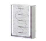 Desire Chest Marble-Patterned Drawers with LED Side Panels and Metallic Trim for Spacious, Stylish G150109087