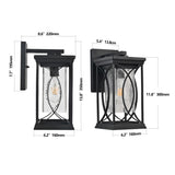 1-pack Black Outdoor Wall Lantern with Crackled Glass, Weather-Resistant Exterior Light Fixture for W1340P239410