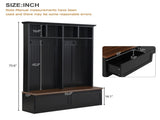 Farmhouse 4-in-1 Hall Tree with Wood Grain Bench, Mudroom Versatile Coat Rack with 2 Large Drawer, 59466050