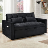 Modern Velvet Loveseat Futon Sofa Couch Pullout Bed, Small Love Seat Lounge Sofa w/Reclining T3411P309451