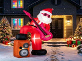 8.4 FT Inflatable Santa Claus with Guitar & Stereo Speaker, Sound Sync LED Lights, Waterproof 73993785