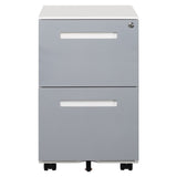 2 Drawer Mobile Locking File Cabinet, Rolling Filing Cabinet for Letter/A4 Size With 5 Wheels,GREY W124770978