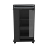 Baltimore Bar Cart with Casters, Glass Door and 2-Side Shelf B070P188866