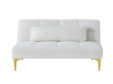 Convertible sofa bed futon with gold metal legs teddy fabric W109768483