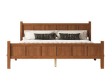 Queen Size Flat Panel Bed with Headboard & Footboard, Minimalist Modern Platform Bed with Wood Grain N733P422480D
