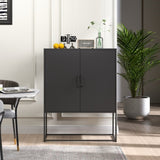 Heavy Duty Metal Buffet Sideboard Modern Steel Storage with 2 Shelves, Free Standing Accent GL-W2735P186336