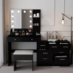 ZUN Large Makeup Vanity with Lights, Vanity Table with Charging Station, Vanity Desk with Mirror and 10 85628342