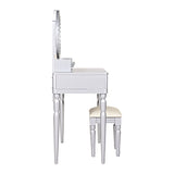 Luxury Vanity Desk with Round Mirror,Height-Adjustable, Stylish Dressing Table Set, 4 Drawers & N844P262897S