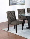 ZUN Modern Fabric / Polyfiber Ash Black Tufted Set of 2 Chairs Seat Chair Rubber wood MDF Kitchen B011P194025