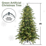 Artificial 4ft Green Christmas Tree with 1071 PE/PVC Mixed Branch Tips, 150L warm white led, Steel 19373615