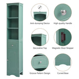 ZUN Tall Bathroom Cabinet, Freestanding Storage Cabinet with Drawer, MDF Board, Adjustable Shelf, Green 97014732