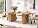 70.9" Rectangular Dining Table for 6 People, Fluted Panel Legs with 2 Side Storage Cabinets, MDF 37176423