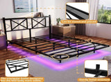 Queen Size Floating Bed Frame with Headboard and Storage, Full Size Platform Bed Frame with USB 90559466