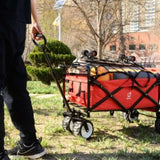 ZUN Collapsible Heavy Duty Beach Wagon Cart Outdoor Folding Utility Camping Garden Beach Cart with 33073905