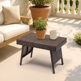 Outdoor Folding Side Table, Patio Rattan Coffee Table with PE Wicker & High-Duty Steel Frame for 51700564