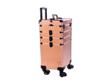 4-in-1 Draw-bar Style Interchangeable Aluminum Rolling Makeup Case-Rose Gold 14821135