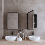 20x30 Inch Recessed Black Metal Framed Medicine Cabinet with Mirror and Adjustable Shelves Black W1435P241582