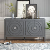 TREXM Retro Sideboard door with Circular Groove Design Round Metal Door Handle for Entrance, Dinning WF307723AAE