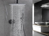 Ceiling Mount Round Shower Combo Set with 10" Rain Shower head and Handheld Shower Head Set with KE-A3585-MB