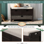 ZUN Storage Bench with Removable Basket and 2 Drawers, Fully Assembled Shoe Bench with Removable Cushion 25500376