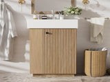 21.6" bathroom vanity with ceramic sink, freestanding modern right door wood grain cabinet with open N729P285503N