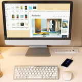 White Computer Desk with 4-in-1 Socket, the Desk with 3 Slide Drawers and 4 Storage Levels, the 85169716