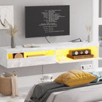 ZUN Floating TV Stand, Wall TV Cabinet with Led Lights & Power Outlet, 71" Modern Entertainment Center T3179P283855