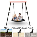 ZUN Swing Sets for Backyard, 440Lbs Toddler Porch Swing, Swingset Outdoor for Kids, Metal A-Frame Swing 14481098