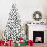 5FT Flocked Christmas Tree Artificial Snowy Holiday Tree with 407 Tips, Full Shape PVC, Sturdy 77059771