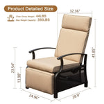 ZUN Adjustable Patio Recliner Chair Metal Outdoor Lounge Chair with Flip Table Push Back, Adjustable W1859P196335