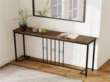 Industrial Sofa Table with Rustic Wood Top, 55" Narrow Console Table 175 LBS Capacity 79220654