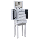 Standing Jewelry Armoire with Mirror, 5 Drawers & 14 Necklace Hooks, Jewelry Cabinet Chest with 96096796