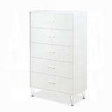 White 5-Drawer Chest with Single Handles B062P209028